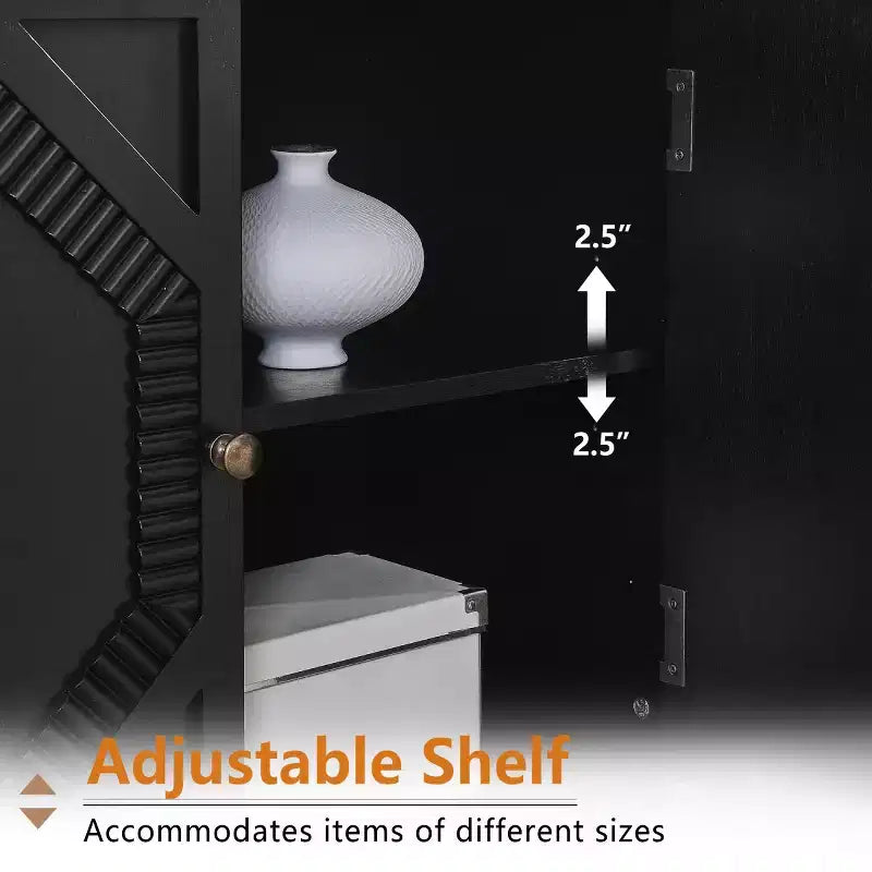 Mobile credenza geometrico 34, mobile buffet moderno a 2 ante con ripiano regolabile per ingresso, soggiorno - Panipeachy