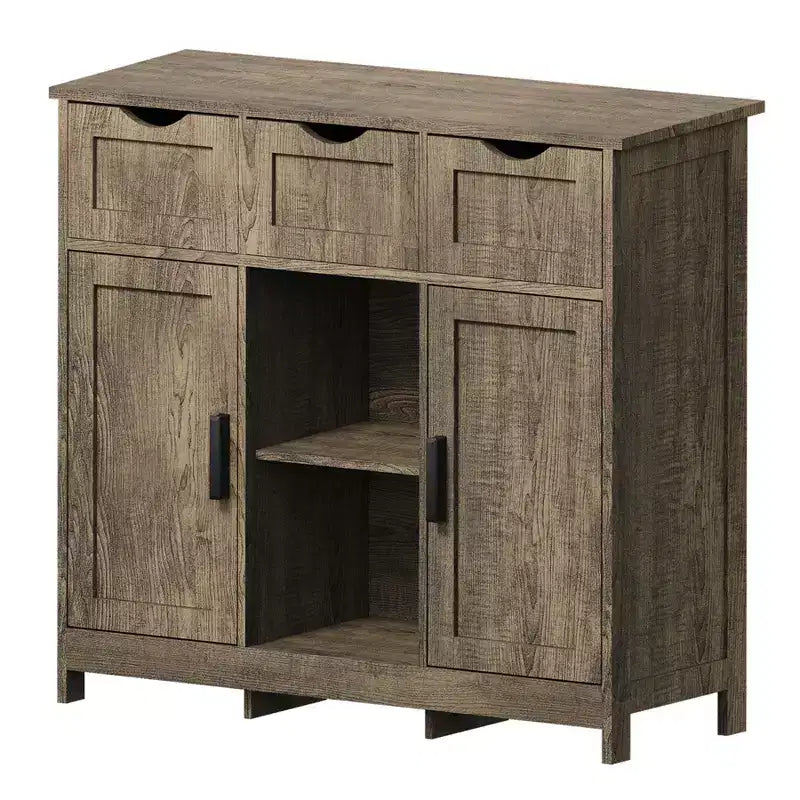 Mobile credenza buffet 35'', mobile bar da caffè in legno con 3 cassetti, console d'ingresso decorativa