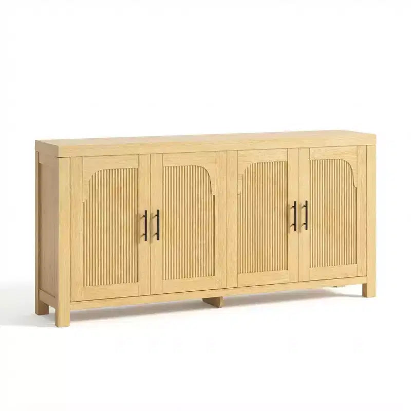 Madia Credenza a 4 Ante da 71 pollici, Mobile Contenitore Scanalato con Gestione Cavi e Ripiani Regolabili, Tavolo Buffet per Cucina