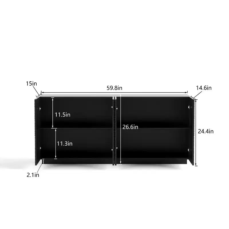 JVNOXK Credenza Moderna a Quattro Ante da 59 Pollici, Mobile Contenitore Rettangolare con Dispositivo Antiribaltamento Indipendente, Adatto per Cucine, Nero