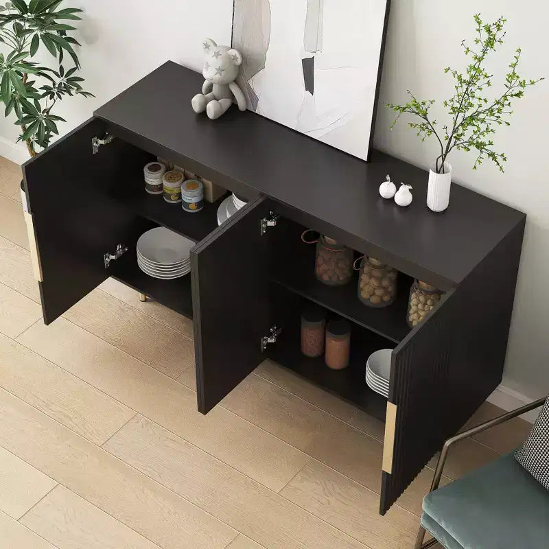 JVNOXK Credenza a incasso grande in stile moderno da 56 pollici con spazio di archiviazione, ripiani regolabili, può fungere da mobile decorativo, nero