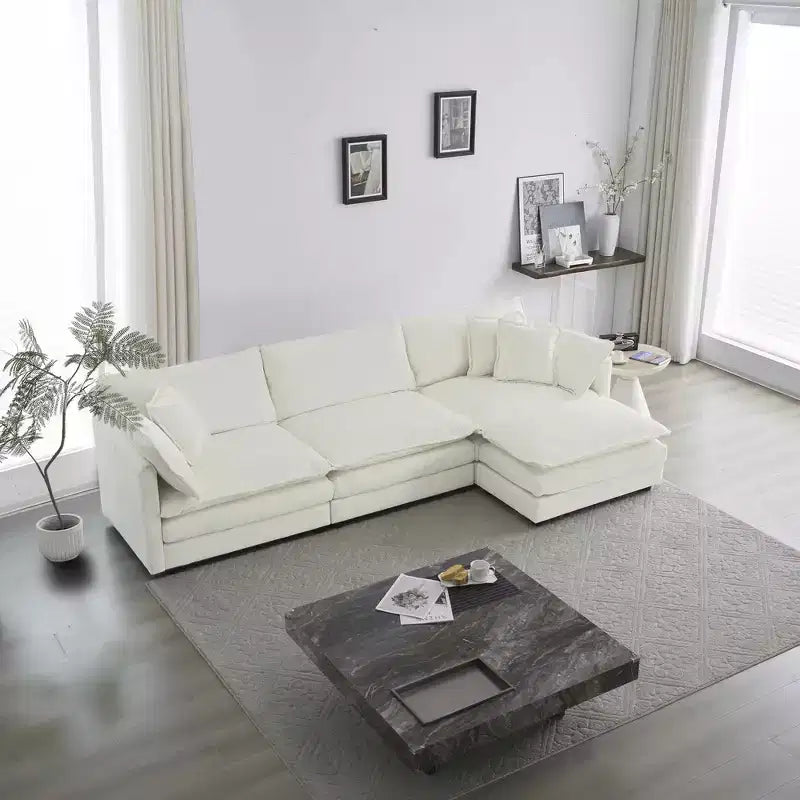 MAYEERTY Free Conbination Comfy Upholstery Modular Oversized L Shaped Sectional Sofa with Ottoman for Living Room White