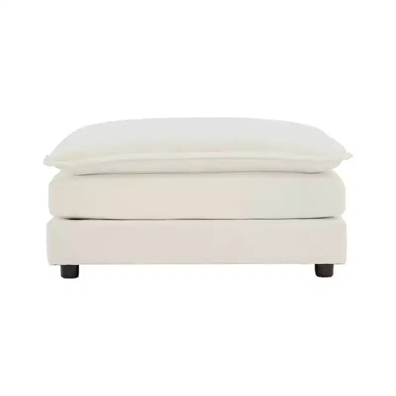 MAYEERTY Divano componibile a L di grandi dimensioni con rivestimento comodo e modulare, con pouf per soggiorno, colore bianco