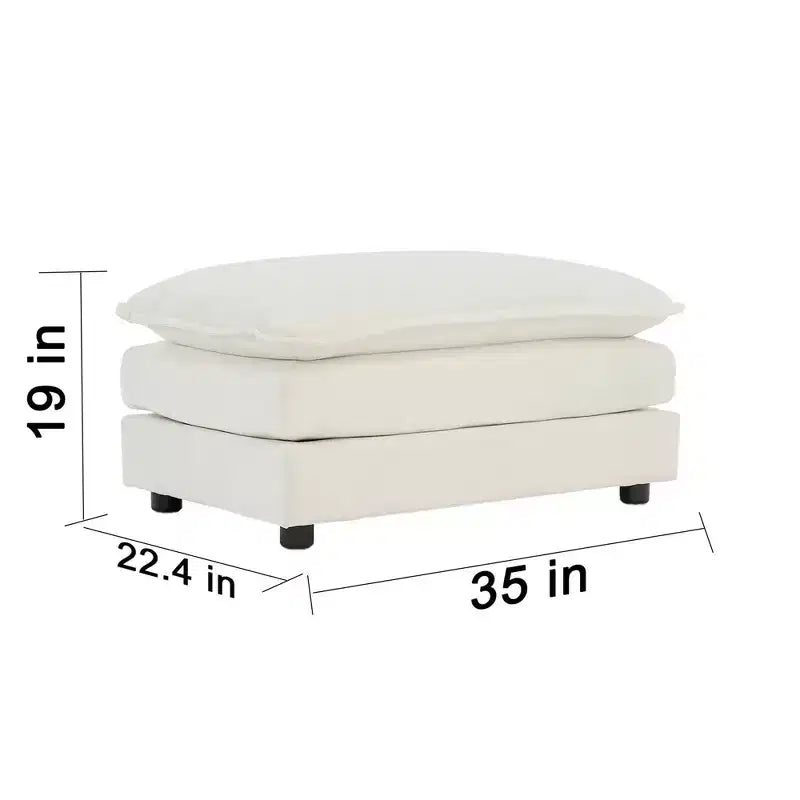 MAYEERTY Divano componibile a L di grandi dimensioni con rivestimento comodo e modulare, con pouf per soggiorno, colore bianco