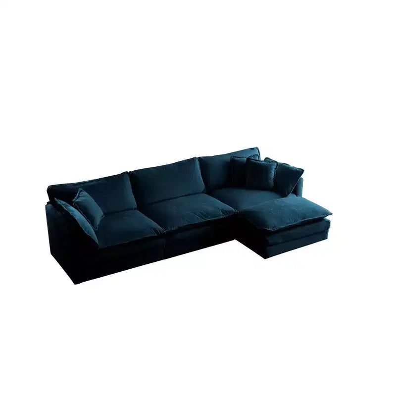 Divano sezionale a L modulare MAYEERTY con combinazione libera e pouf reversibile, oversize, per soggiorno, blu