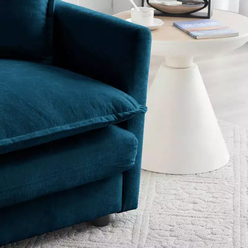 Divano sezionale a L modulare MAYEERTY con combinazione libera e pouf reversibile, oversize, per soggiorno, blu