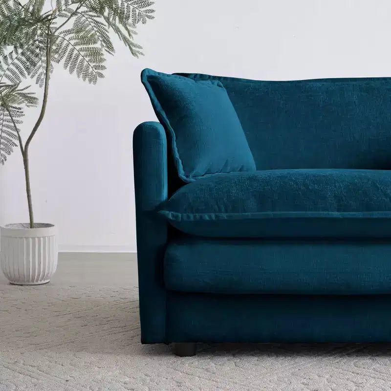 Divano sezionale a L modulare MAYEERTY con combinazione libera e pouf reversibile, oversize, per soggiorno, blu