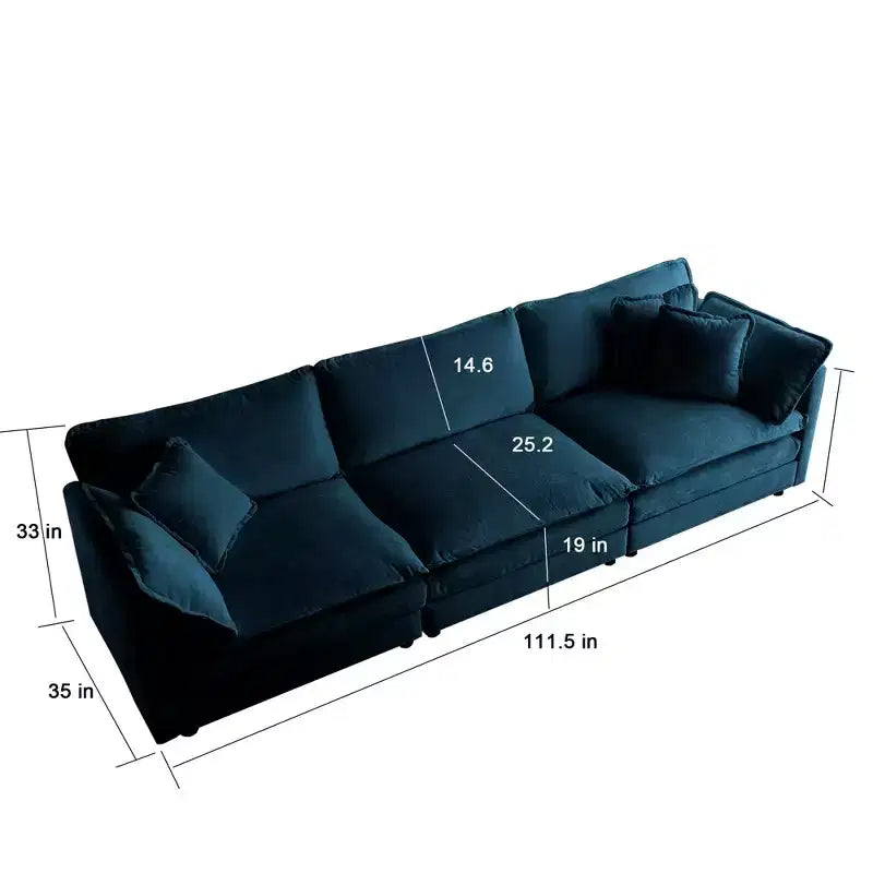 Divano sezionale a L modulare MAYEERTY con combinazione libera e pouf reversibile, oversize, per soggiorno, blu