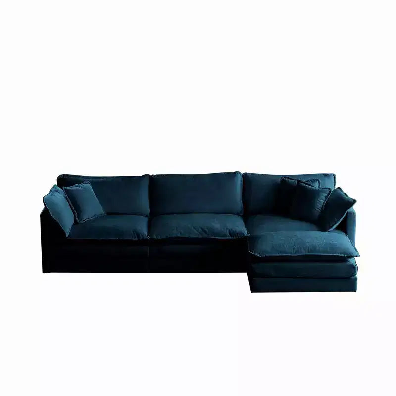 Divano sezionale a L modulare MAYEERTY con combinazione libera e pouf reversibile, oversize, per soggiorno, blu