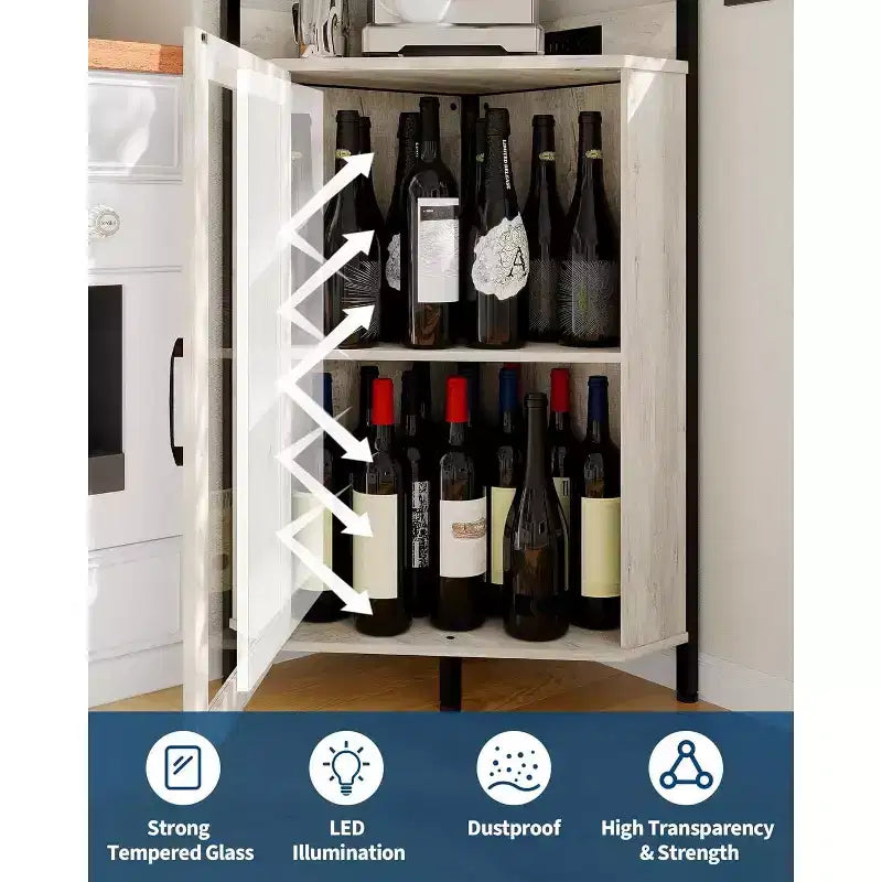 Mobile da Bar Caffetteria, Mobile Buffet Rustico con Anta Scorrevole a Fienile, Mobile Bar con Presa di Corrente Tipo C e USB, Mobile Vini con Portabottiglie per 9 Bottiglie e Portacalici
