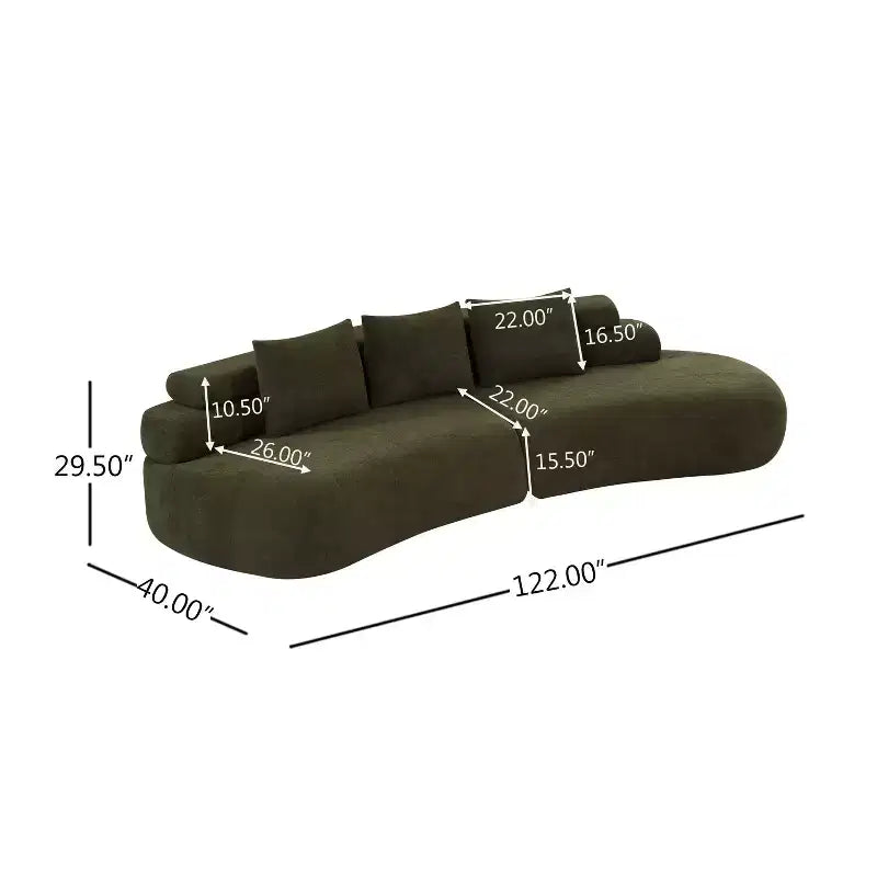 Christopher Knight Home Fiorella 122 Divani Sezionali Curvi Moderni a 4 Posti con 3 Cuscini