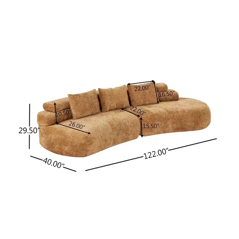 Christopher Knight Home Fiorella 122 Divani Sezionali Curvi Moderni a 4 Posti con 3 Cuscini