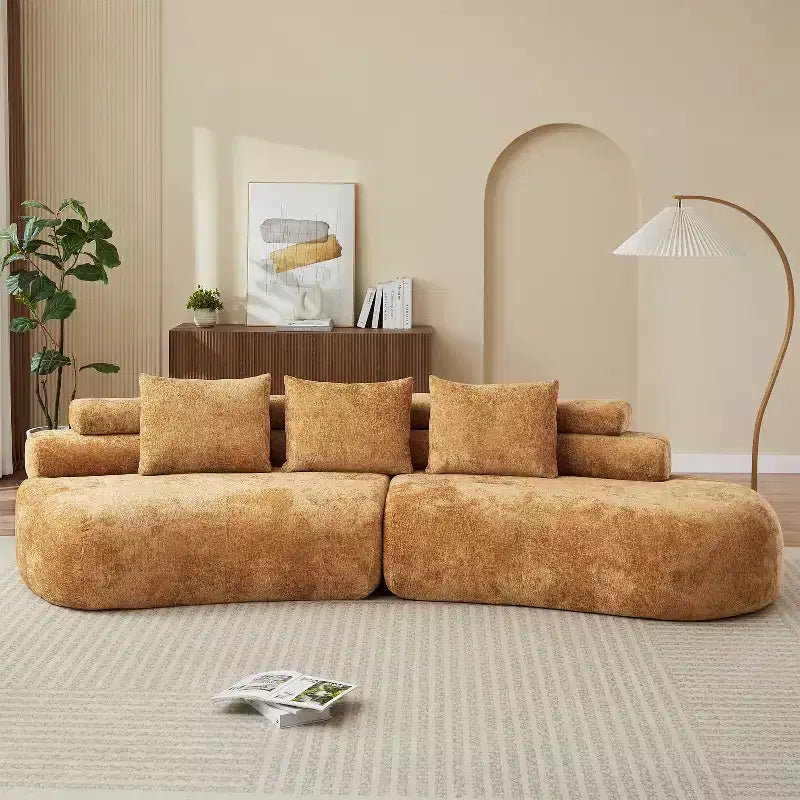 Christopher Knight Home Fiorella 122 Divani Sezionali Curvi Moderni a 4 Posti con 3 Cuscini