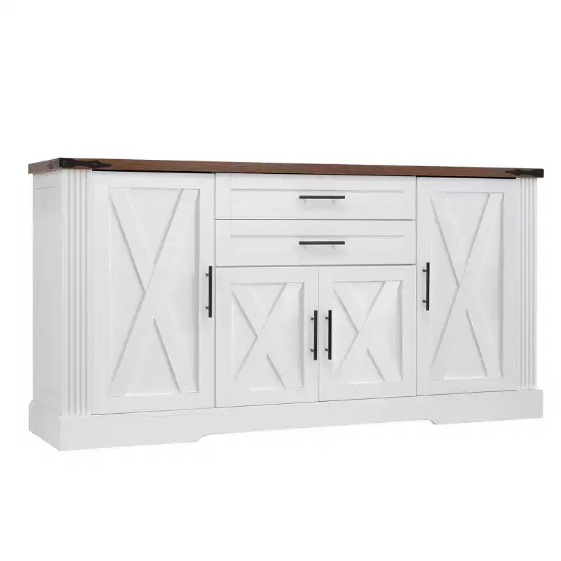 Mobile credenza da fattoria Zeus & Ruta 63 con anta scorrevole a granaio, 2 cassetti, ripiani regolabili, mobile bar/buffet per cucina, ingresso, sala da pranzo