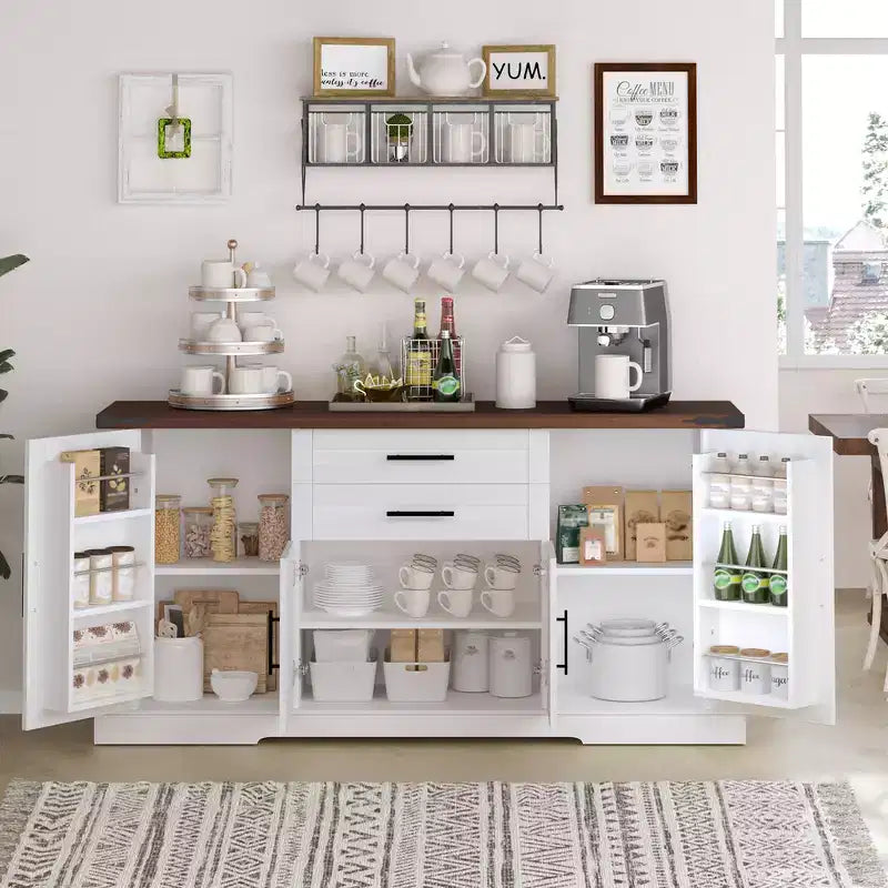 Mobile credenza da fattoria Zeus & Ruta 63 con anta scorrevole a granaio, 2 cassetti, ripiani regolabili, mobile bar/buffet per cucina, ingresso, sala da pranzo