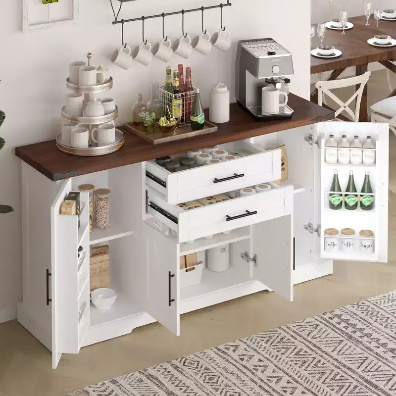 Mobile credenza da fattoria Zeus & Ruta 63 con anta scorrevole a granaio, 2 cassetti, ripiani regolabili, mobile bar/buffet per cucina, ingresso, sala da pranzo