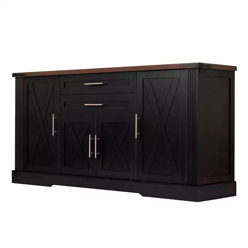 Mobile credenza da fattoria Zeus & Ruta 63 con anta scorrevole a granaio, 2 cassetti, ripiani regolabili, mobile bar/buffet per cucina, ingresso, sala da pranzo