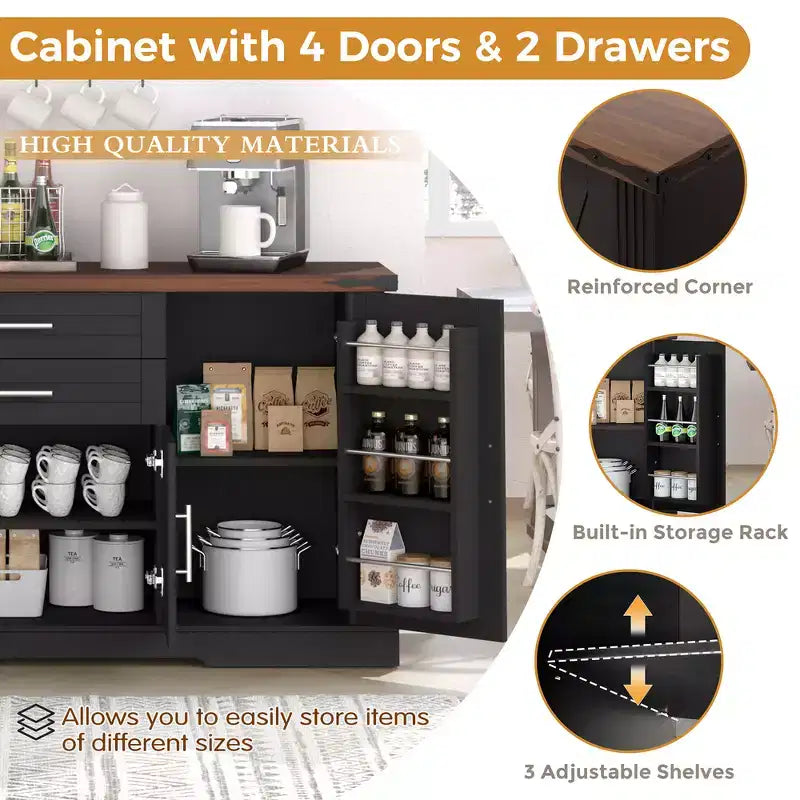 Mobile credenza da fattoria Zeus & Ruta 63 con anta scorrevole a granaio, 2 cassetti, ripiani regolabili, mobile bar/buffet per cucina, ingresso, sala da pranzo