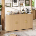 63 Buffet Sideboard Cabinet with Storage, Fluted Accent Credenza with Adjustable Shelves, Modern Sideboard Cabinet with Curvy Edge, Console Table