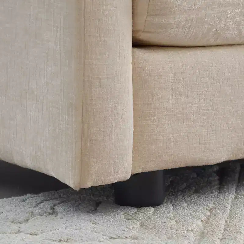 Homy Casa Divano Sezionale Modulare a U in ciniglia con Pouf Reversibili, Profondamente Imbottito, Beige