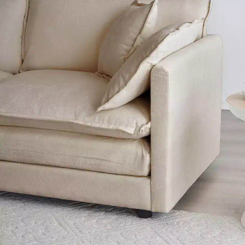 Homy Casa Divano Sezionale Modulare a U in ciniglia con Pouf Reversibili, Profondamente Imbottito, Beige