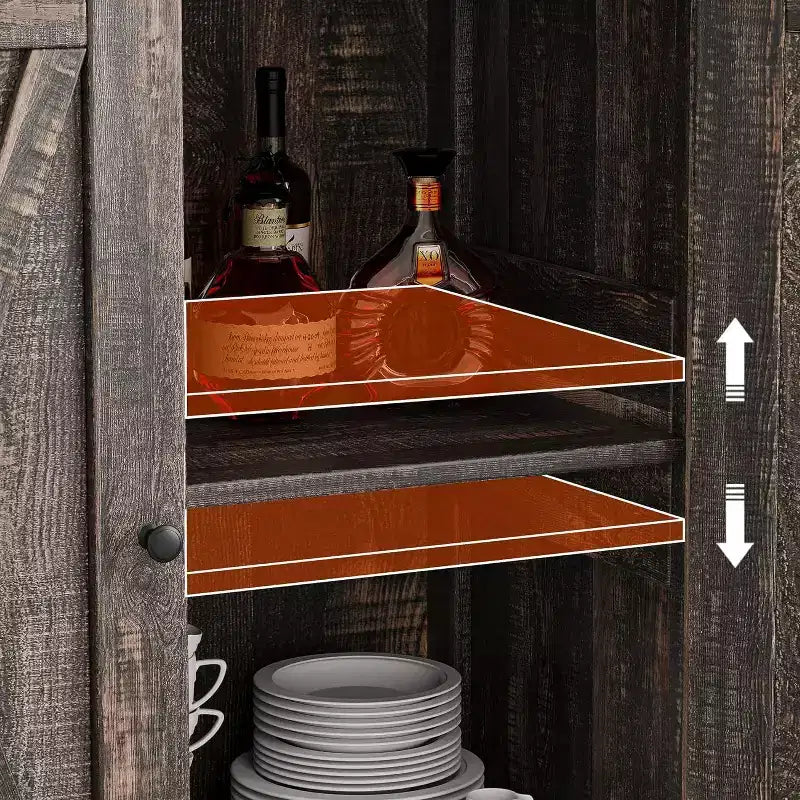 Credenza a 2 ante con ripiani regolabili in stile rustico da 2 pezzi Mobile d'accento per soggiorno, sala da pranzo, corridoio