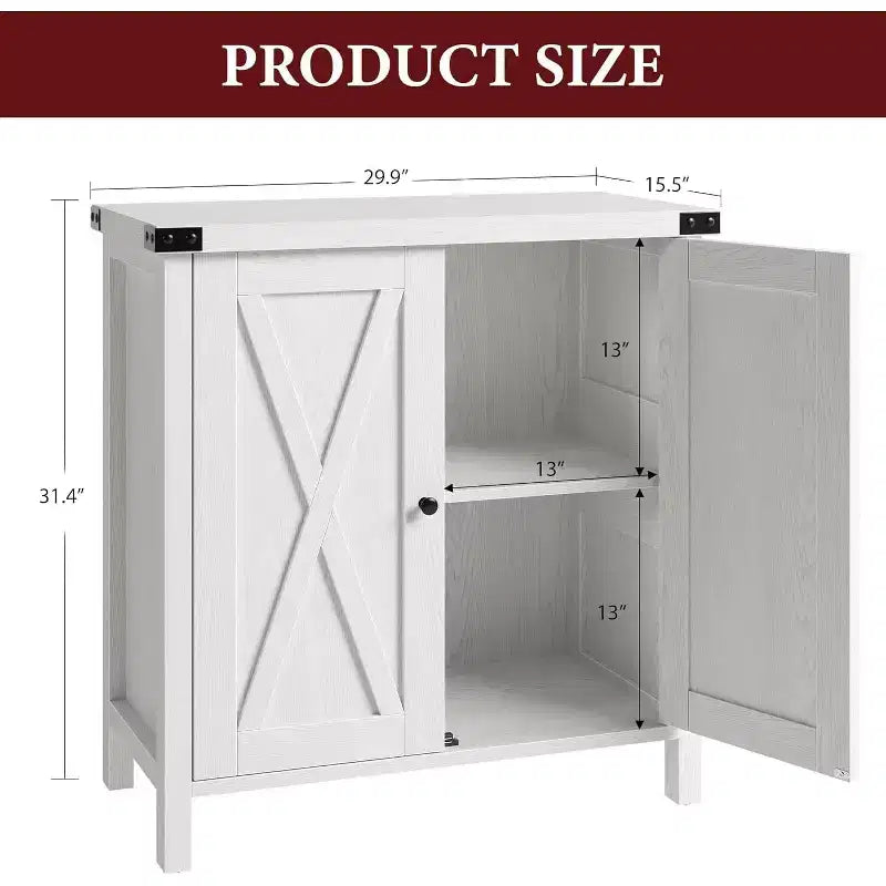 Credenza a 2 ante con ripiani regolabili in stile rustico da 2 pezzi Mobile d'accento per soggiorno, sala da pranzo, corridoio