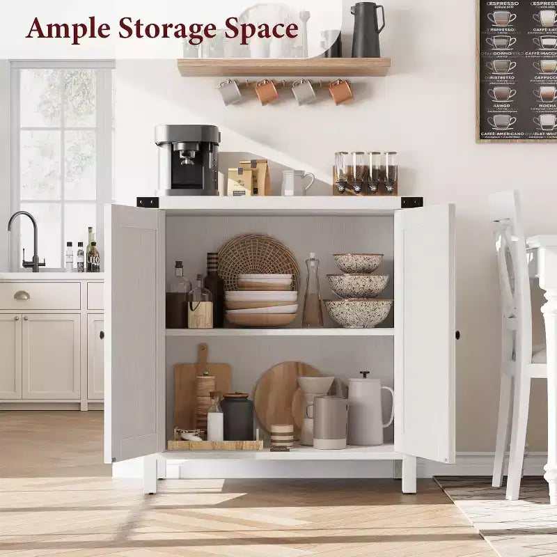 Credenza a 2 ante con ripiani regolabili in stile rustico da 2 pezzi Mobile d'accento per soggiorno, sala da pranzo, corridoio