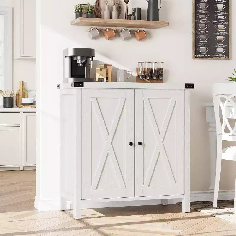 Credenza a 2 ante con ripiani regolabili in stile rustico da 2 pezzi Mobile d'accento per soggiorno, sala da pranzo, corridoio