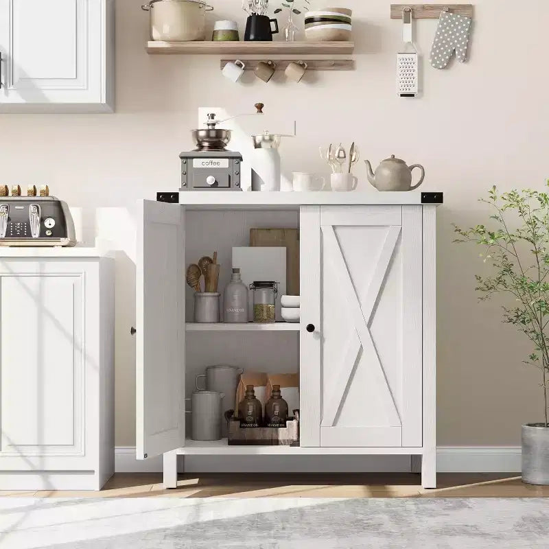 Credenza a 2 ante con ripiani regolabili in stile rustico da 2 pezzi Mobile d'accento per soggiorno, sala da pranzo, corridoio