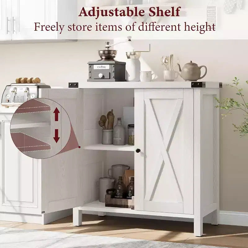 Credenza a 2 ante con ripiani regolabili in stile rustico da 2 pezzi Mobile d'accento per soggiorno, sala da pranzo, corridoio