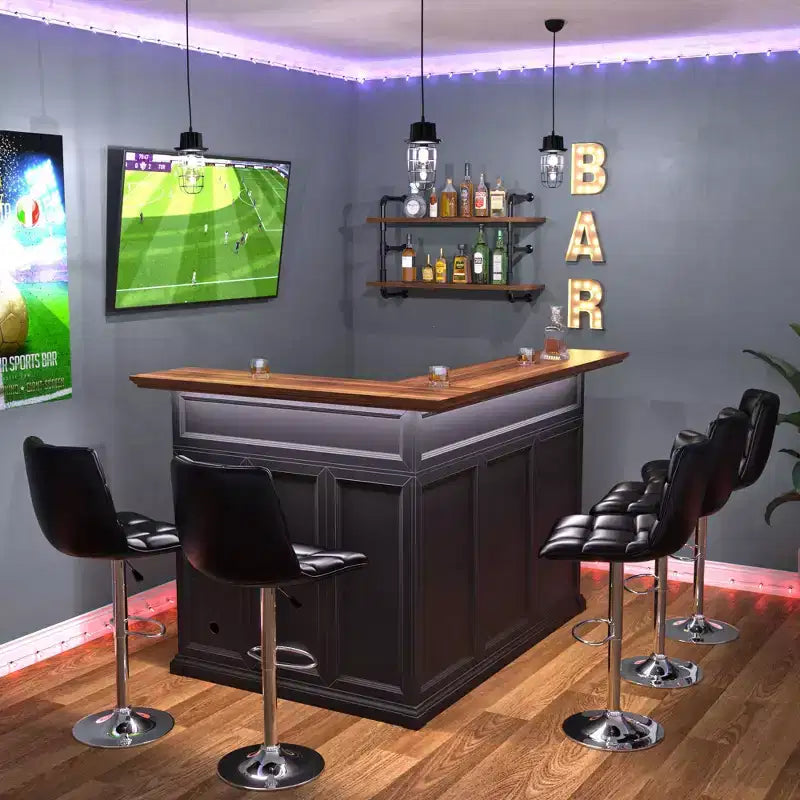 GDLF Mobile Bar a L con Spazio per Frigo, Tavolo da Bar Moderno e Grande per Seminterrato