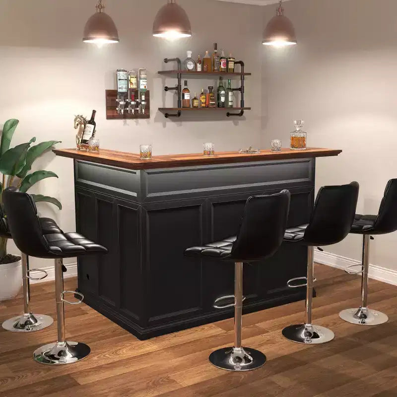 GDLF Mobile Bar a L con Spazio per Frigo, Tavolo da Bar Moderno e Grande per Seminterrato
