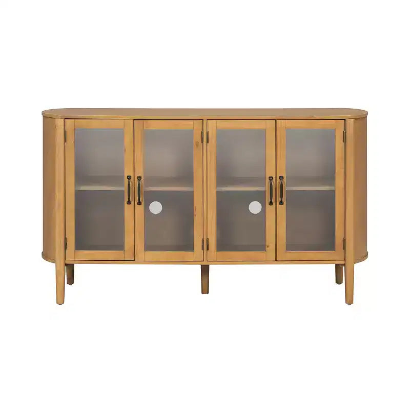 Christopher Knight Home Feyra, mobile contenitore moderno di metà secolo da 58'' con 4 ante in vetro e ripiani regolabili