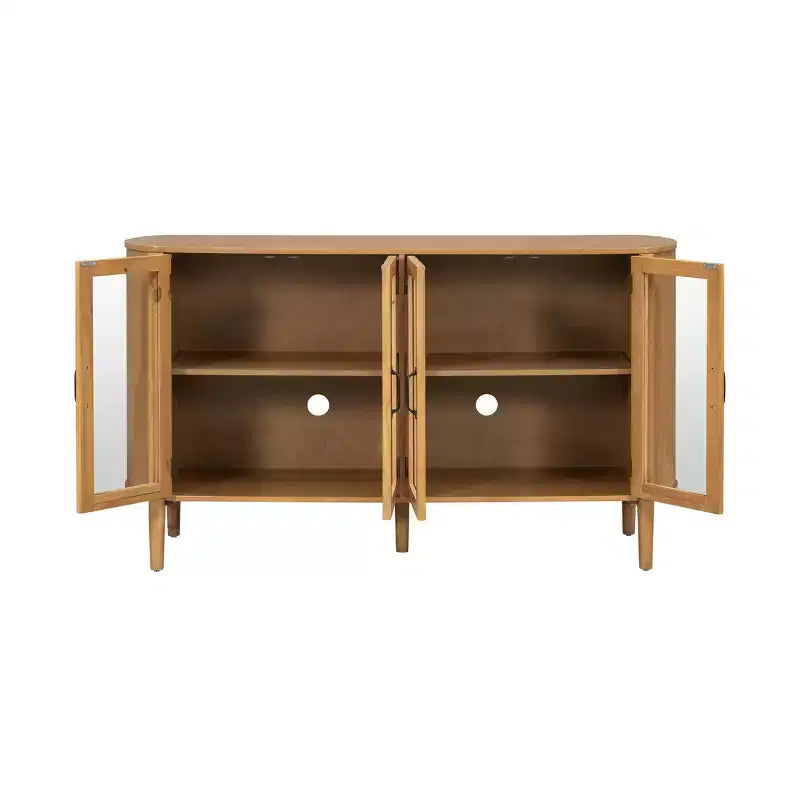 Christopher Knight Home Feyra, mobile contenitore moderno di metà secolo da 58'' con 4 ante in vetro e ripiani regolabili