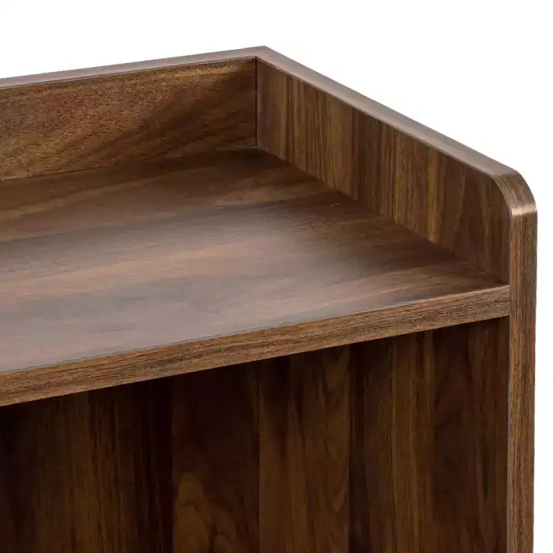 JVNOXK Credenza da 47 pollici con due ante scorrevoli in vetro a righe, armadietto da appoggio autoportante, ideale per conservare bottiglie di vino, noce