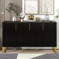 JVNOXK Modern four-door sideboard with metal handles and legs, adjustable shelves, kitchen cabinet with storage space, suitable for kitchens, black