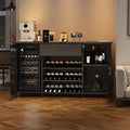 Coffee Bar Cabinet with Storage, Industrial Sideboard Buffet Cabinet with Drawer, for Home Kitchen, Dining Room, Living Room