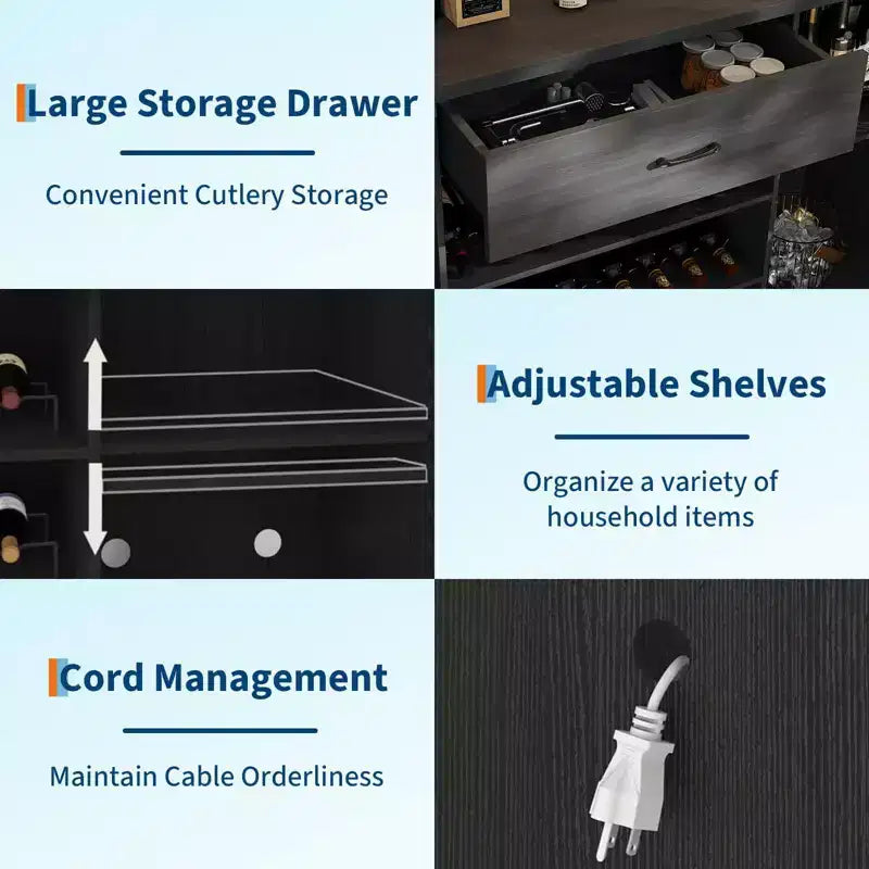 Mobile da caffè con contenitore, Credenza da cucina industriale con cassetto, per Cucina di casa, Sala da pranzo, Soggiorno