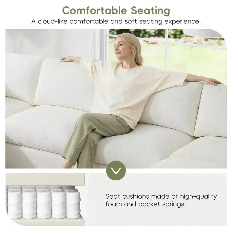GDFStudio Hudson Divano Componibile Moderno in ciniglia a 6 Posti, a Forma di U, Convertibile con Pouf