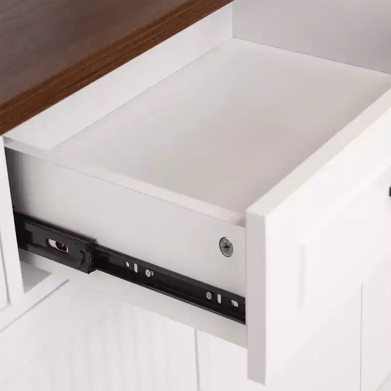 Credenza a Buffet Moderna Scanalata da 160 cm, 4 Ante e 3 Cassetti, Mobile Contenitore da Cucina e Sala da Pranzo per Salotto o Ingresso-Panipeachy