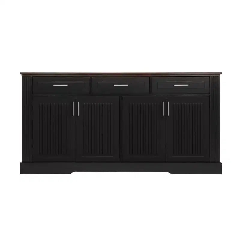 Credenza a Buffet Moderna Scanalata da 160 cm, 4 Ante e 3 Cassetti, Mobile Contenitore da Cucina e Sala da Pranzo per Salotto o Ingresso-Panipeachy
