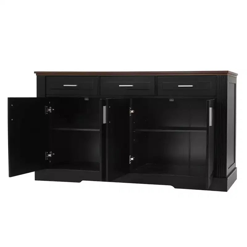 Credenza a Buffet Moderna Scanalata da 160 cm, 4 Ante e 3 Cassetti, Mobile Contenitore da Cucina e Sala da Pranzo per Salotto o Ingresso-Panipeachy