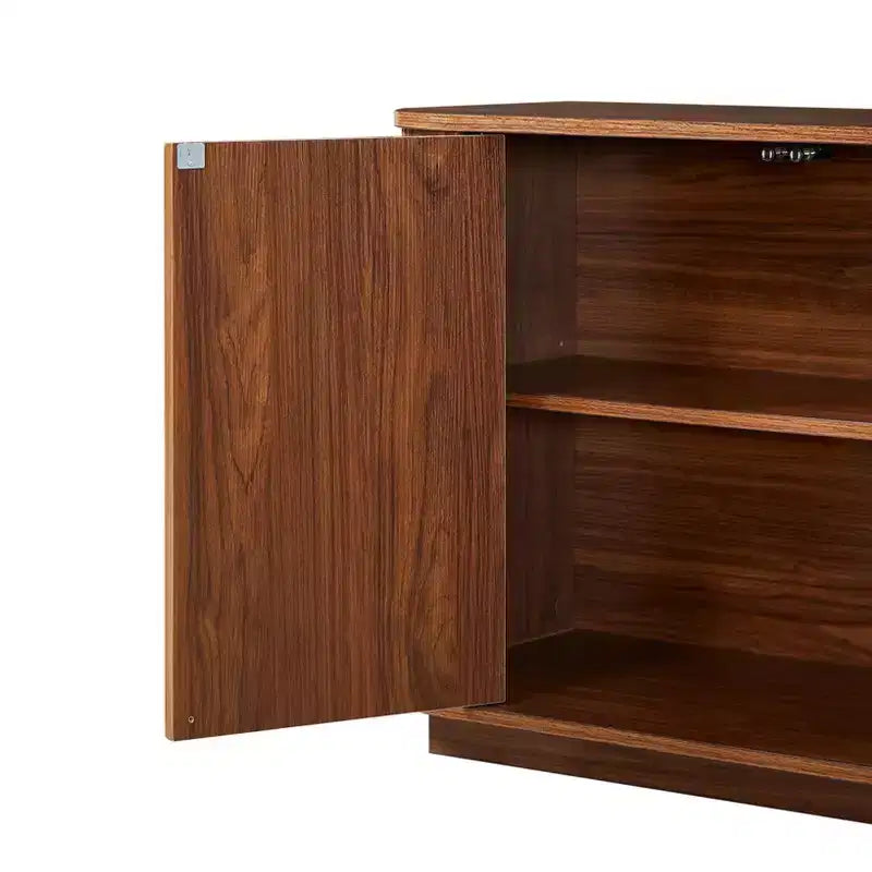 JVNOXK Mobile contenitore credenza porta TV con motivo a onde, armadietto a buffet in legno a strisce verticali per ingresso. Noce