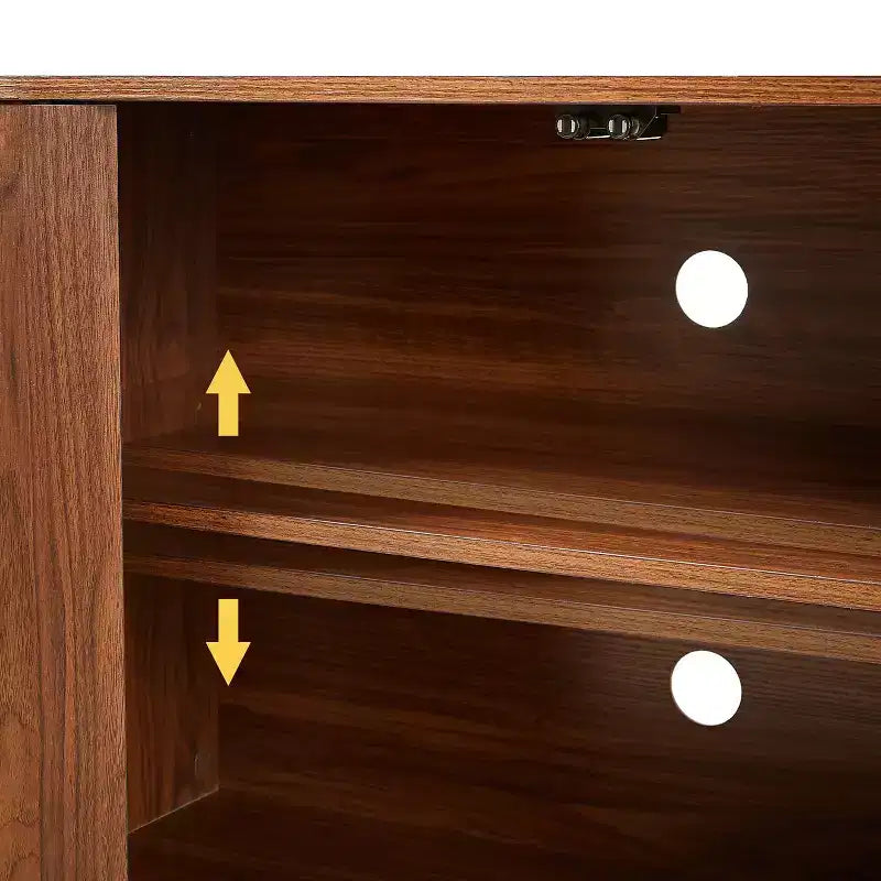 JVNOXK Mobile contenitore credenza porta TV con motivo a onde, armadietto a buffet in legno a strisce verticali per ingresso. Noce