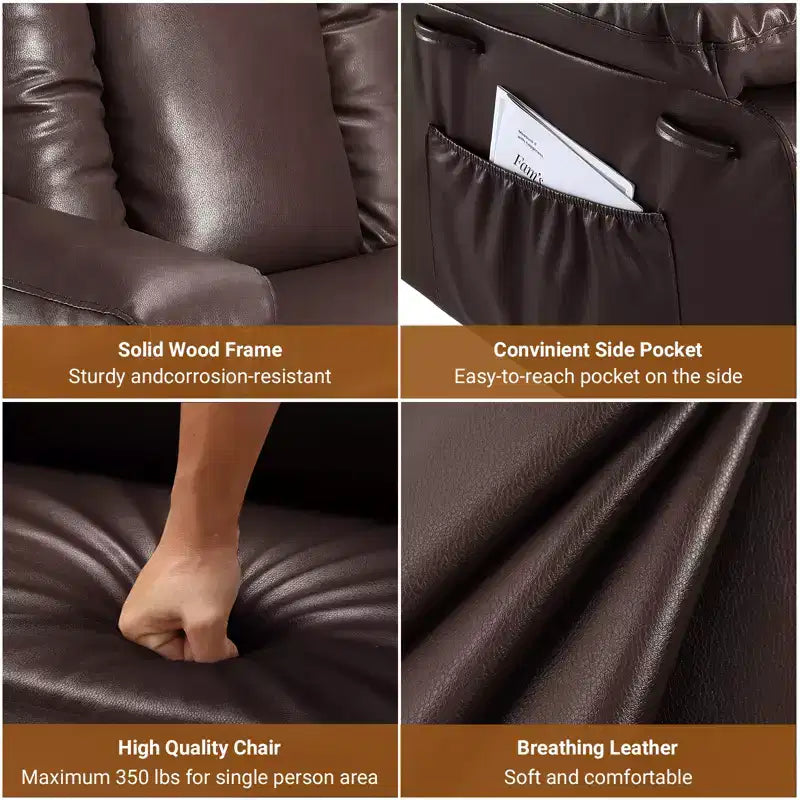 Poltrona reclinabile elettrica con calore e massaggio, divano ergonomico in pelle PU per soggiorno - schienale alto, seduta imbottita, poltrona relax regolabile