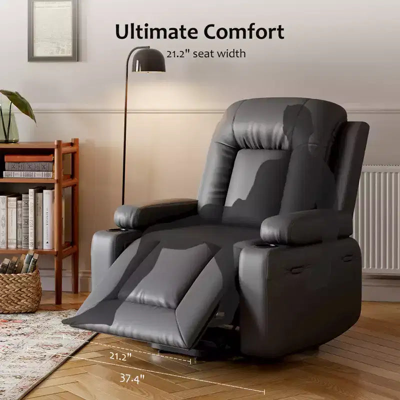 Poltrona reclinabile elettrica con calore e massaggio, divano ergonomico in pelle PU per soggiorno - schienale alto, seduta imbottita, poltrona relax regolabile