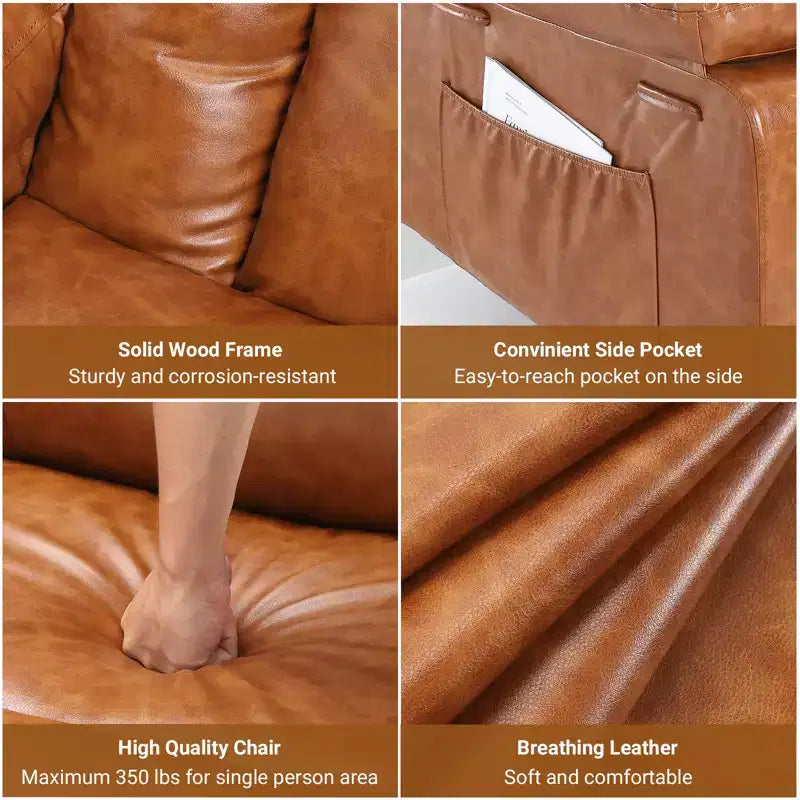 Poltrona reclinabile elettrica con calore e massaggio, divano ergonomico in pelle PU per soggiorno - schienale alto, seduta imbottita, poltrona relax regolabile