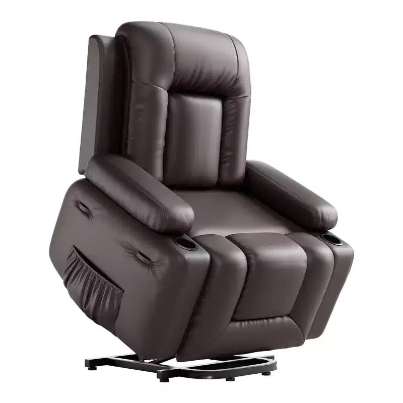 Fauteuil inclinable électrique avec fonction chauffante et massage, canapé de salon ergonomique en cuir PU - Dossier haut, siège rembourré, fauteuil de relaxation réglable