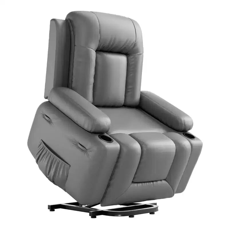 Fauteuil inclinable électrique avec fonction chauffante et massage, canapé de salon ergonomique en cuir PU - Dossier haut, siège rembourré, fauteuil de relaxation réglable